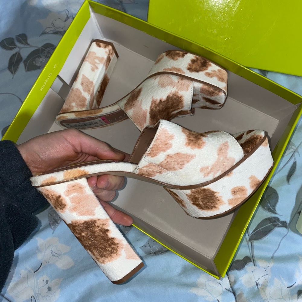 Cow print heels